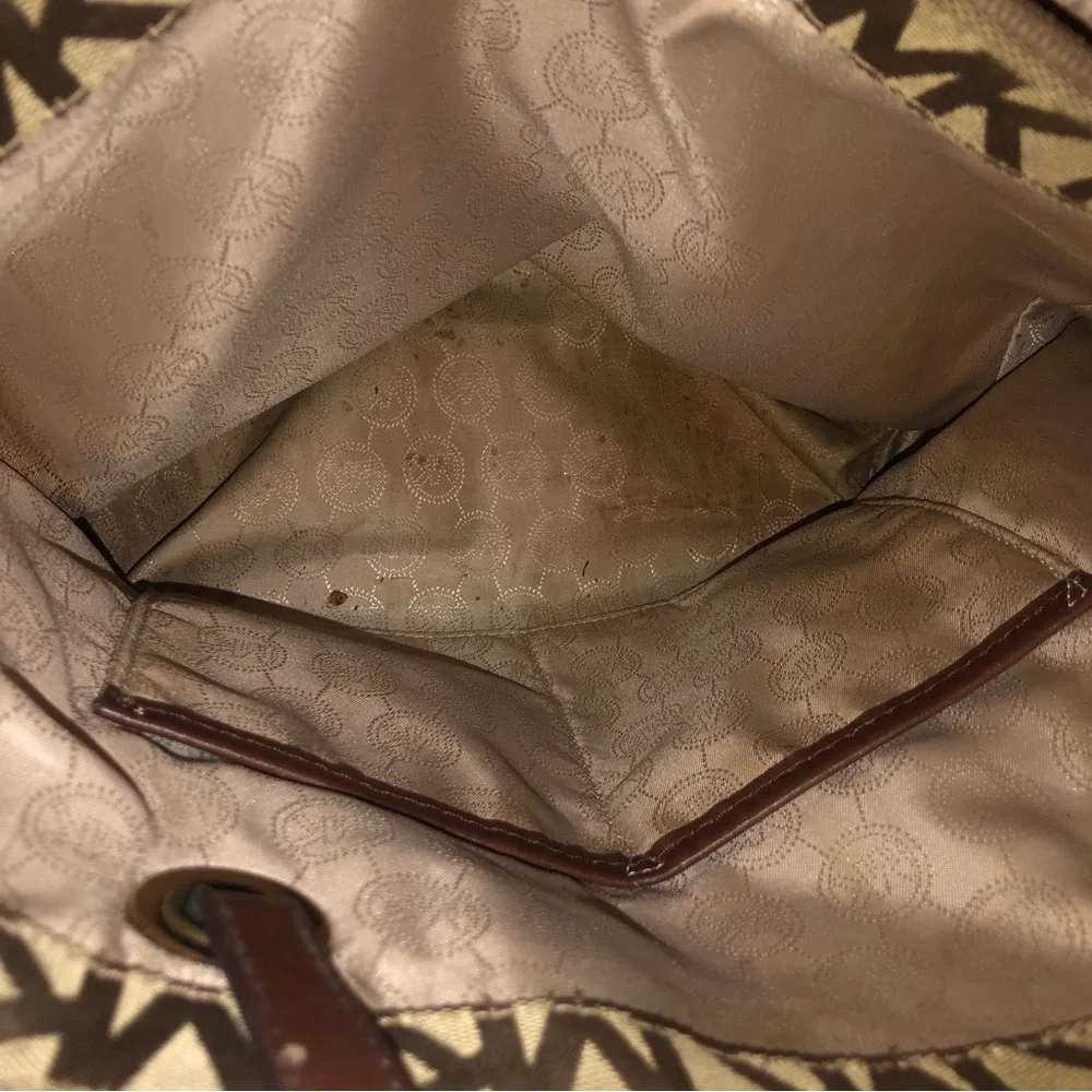 Michael Kors Brown Signature MK Logo Tote with Gold Hardware